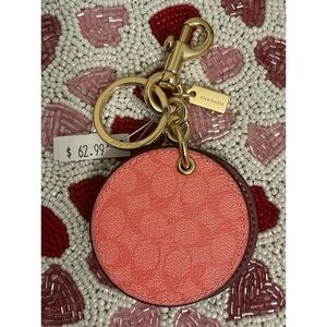 Coach Pink Round Circle Mirror Bag Charm!